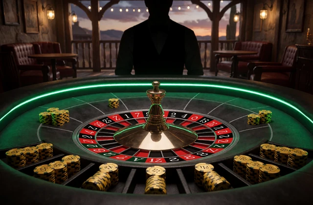 Live-Roulette-Tisch mit Dealer-Silhouette f&uuml;r Live Casino Spiele bei Lizaro