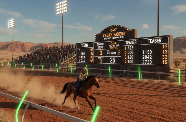 Virtuelles Pferderennen unter Flutlicht als Sport und Virtual Teaser bei Lizaro