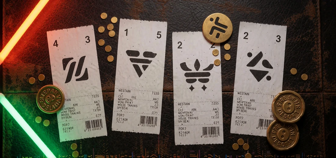 Vier Western-Kassenbons zeigen die Stufen des Lizaro Casino Willkommensbonus