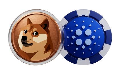DOGE und Cardano Western-Badges f&uuml;r Lizaro Krypto Casino Coins